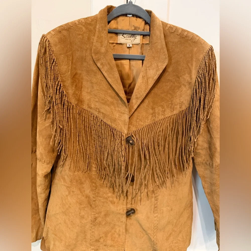 SCULLY‎ Leather Brown Suede Fringe Jacket Size Large
